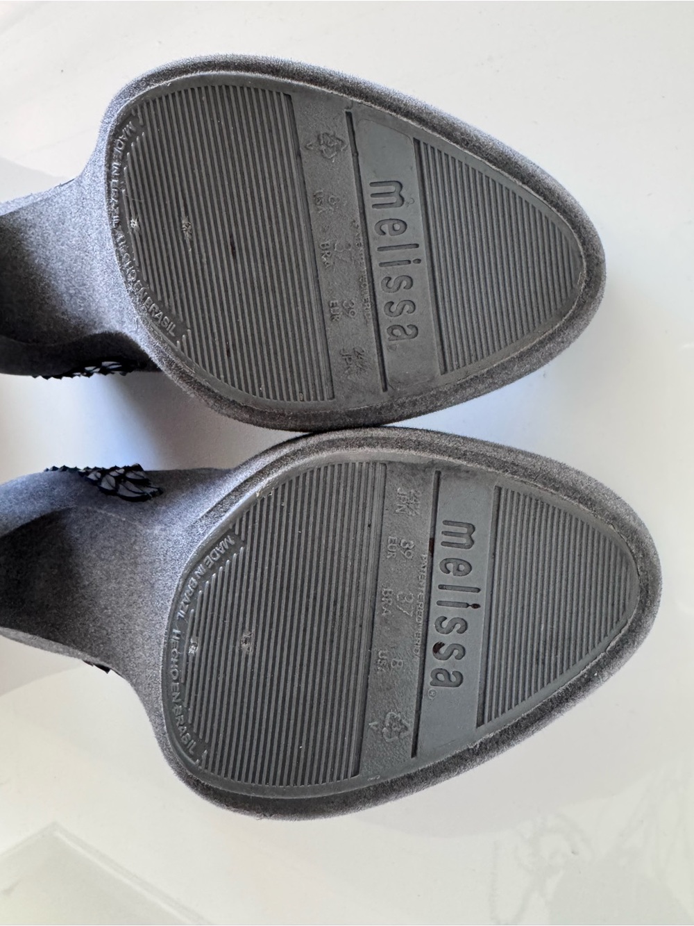 RARE Vintage Melissa Incense II Wing Heels - Flocked Grey (Size 8 US) - Picture 5 of 6